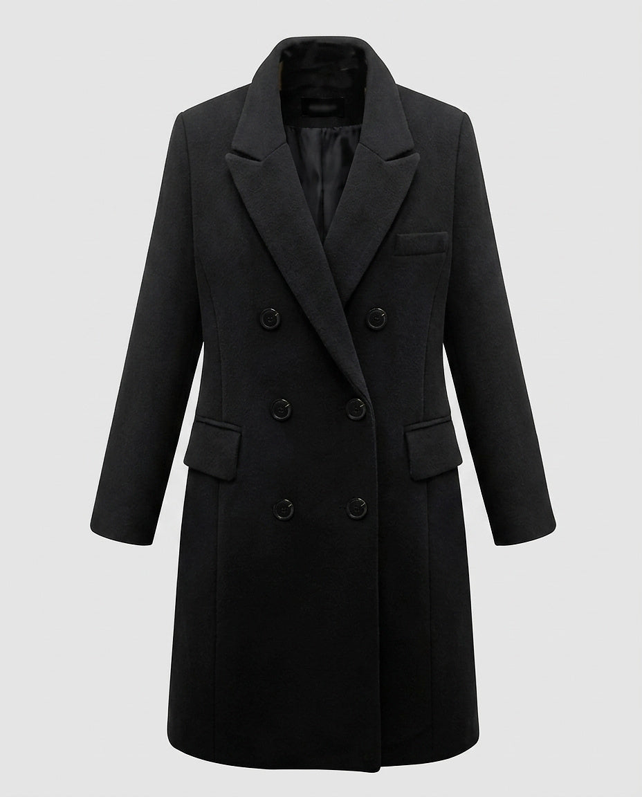 Women | Double-breasted coat with notched lapels - Front [Lystr 6a9966270c146a178edd4149:front]