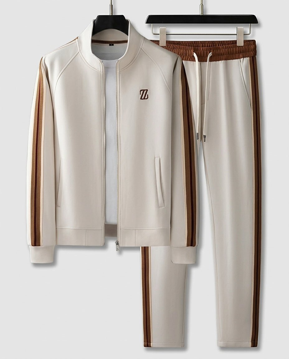 Men | Two-piece tracksuit with stripes and front zip - Front [Lystr 6a99663a0c146a178edd4152:front]