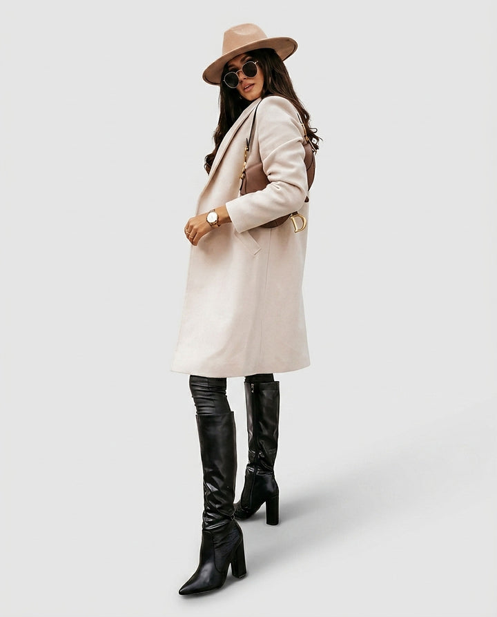Women | Long coat with straight fit and double-breasted front - Front [Lystr 6a9966f40020035c7f1d4859:front]