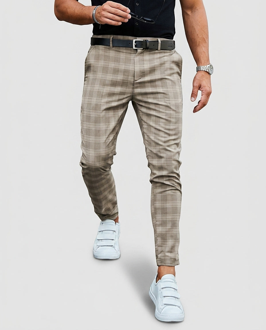 Men | Straight trousers with check pattern - Front [Lystr 6a99671a0020035c7f1d486b:front]