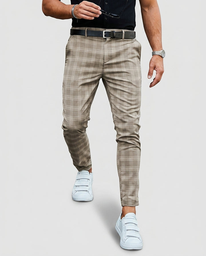 Men | Straight trousers with check pattern - Front [Lystr 6a99671a0020035c7f1d486b:front]