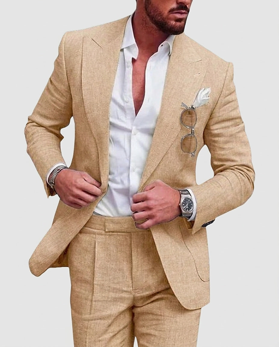Men | Two-piece suit with lapels and patch pockets - Front [Lystr 6a99678f0c146a178edd415e:front]