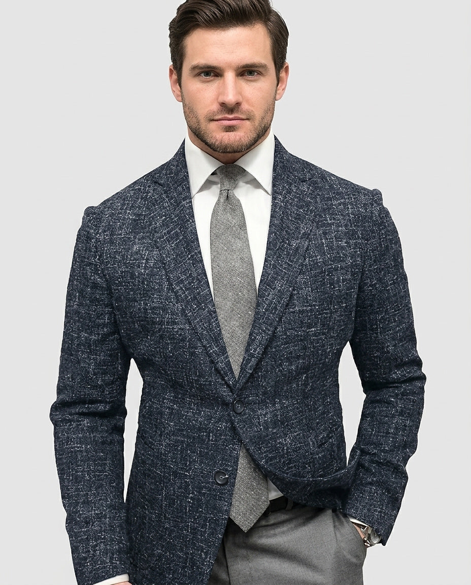 Men | Tailored blazer with heathered texture - Front [Lystr 6a99679f0c146a178edd4164:front]