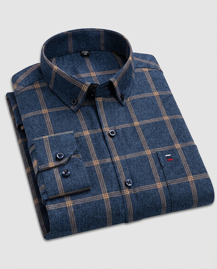 Men | Checkered shirt with simple cut and button closure - Front [Lystr 6a9967b10c146a178edd416d:front]