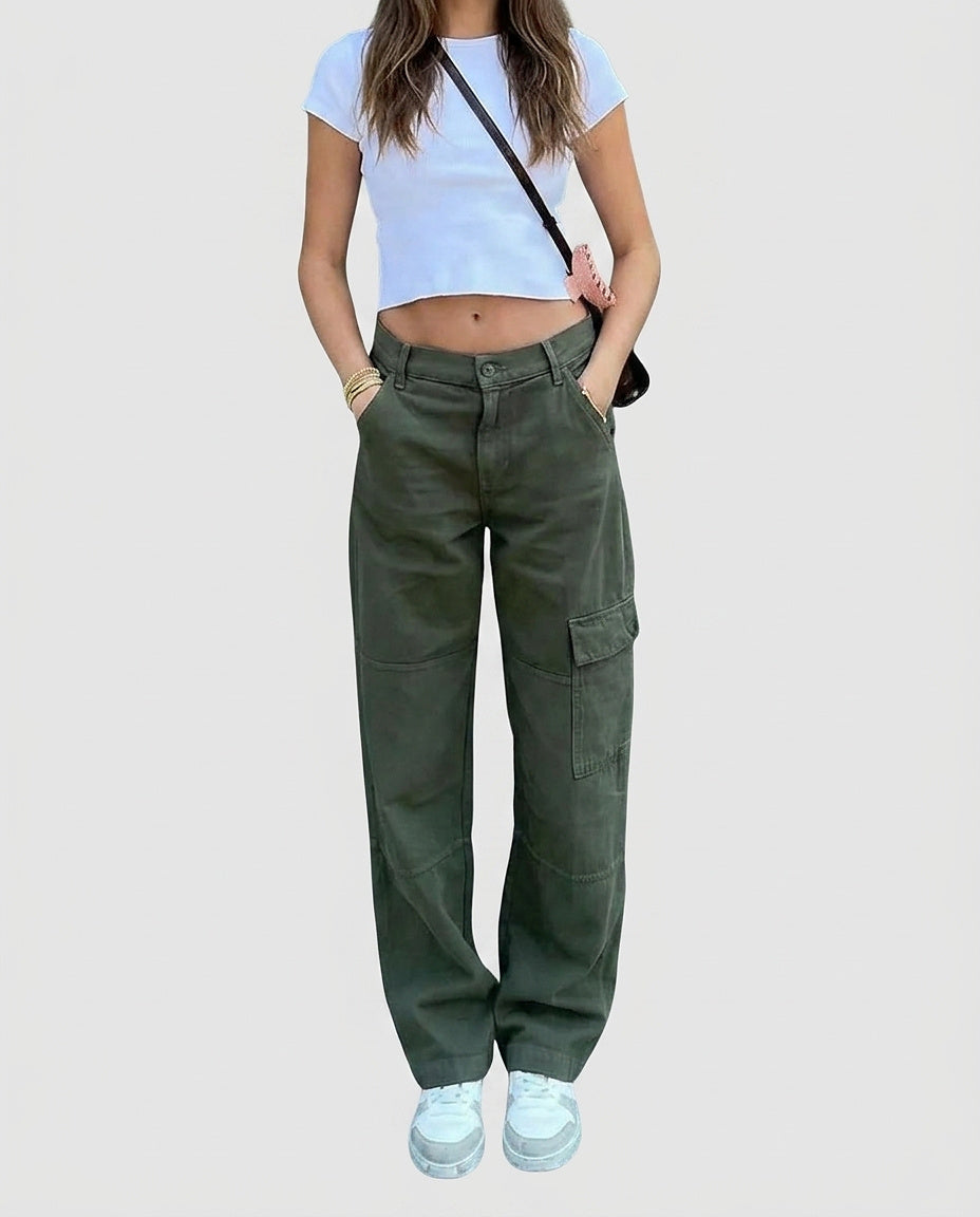 Women | Cargo trousers with low waist and straight legs - Front [Lystr 6a9967b60c146a178edd4170:front]