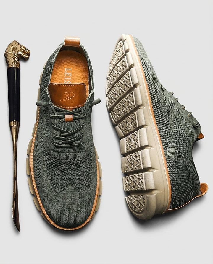 Men | Casual sneakers with knit details and patterned sole - Front [Lystr 6a9968a0ab5f8d91f4cef6df:front]