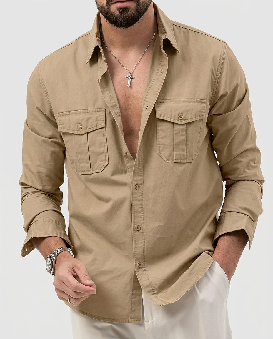 Men | Cargo shirt with chest pockets and straight fit - Front [Lystr 6a9968abab5f8d91f4cef6e2:front]
