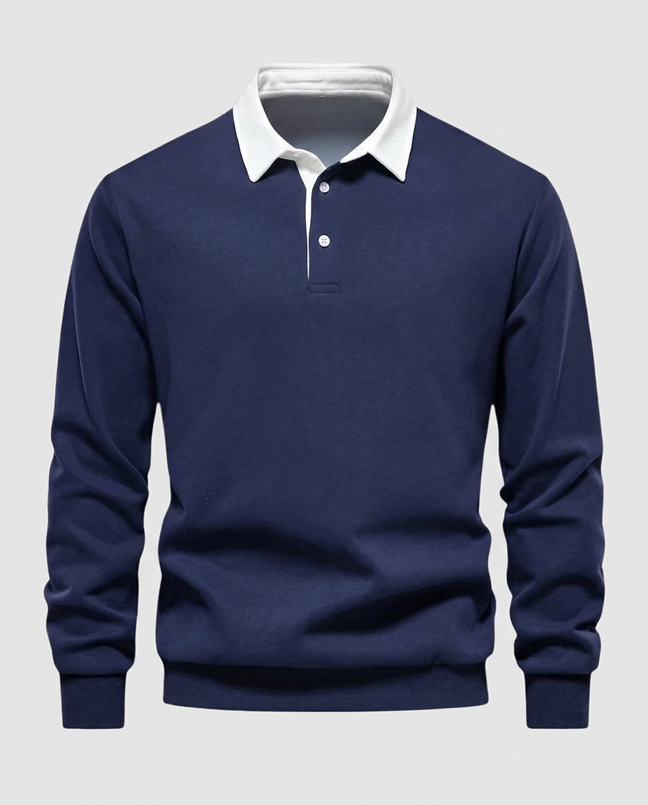 Men | Sweater with contrasting collar and straight fit - Front [Lystr 6a9968b2ab5f8d91f4cef6e5:front]