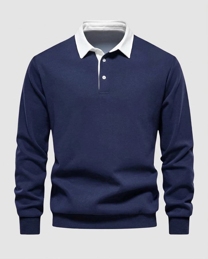 Men | Sweater with contrasting collar and straight fit - Front [Lystr 6a9968b2ab5f8d91f4cef6e5:front]