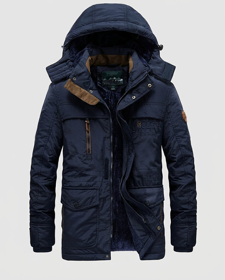 Men’s Hooded Jacket with Faux Fur Lining - Front [Lystr 6a99693cab5f8d91f4cef6fa:front]