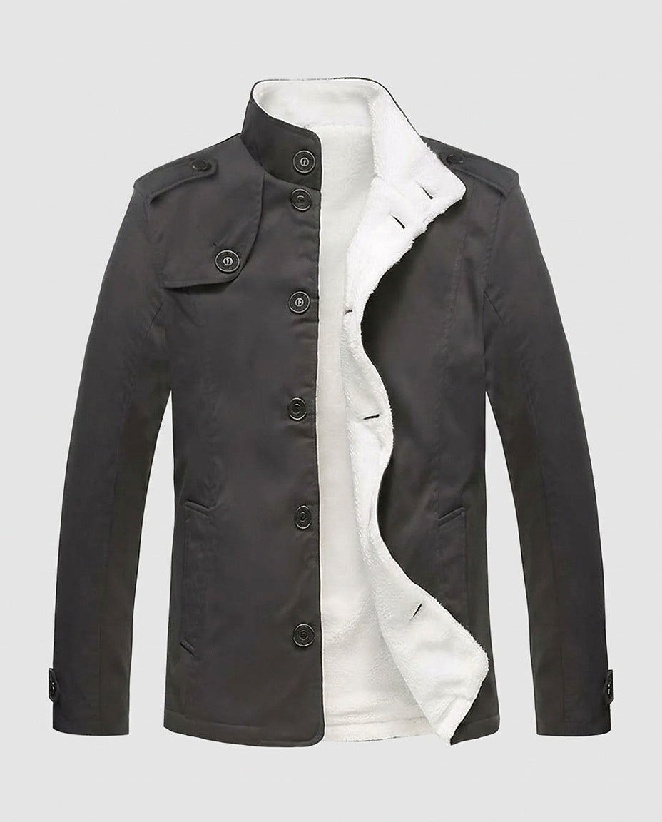 Men’s Stand-Up Collar Button Jacket - Front [Lystr 6a996935ab5f8d91f4cef6f4:front]