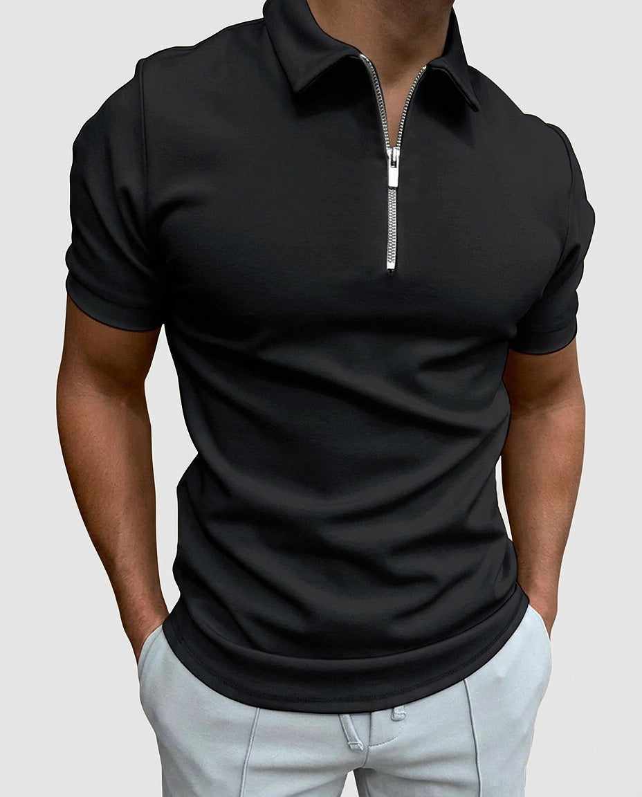 Men's Short-Sleeve Quarter-Zip Polo Shirt - Front [Lystr 6a99694bab5f8d91f4cef700:front]
