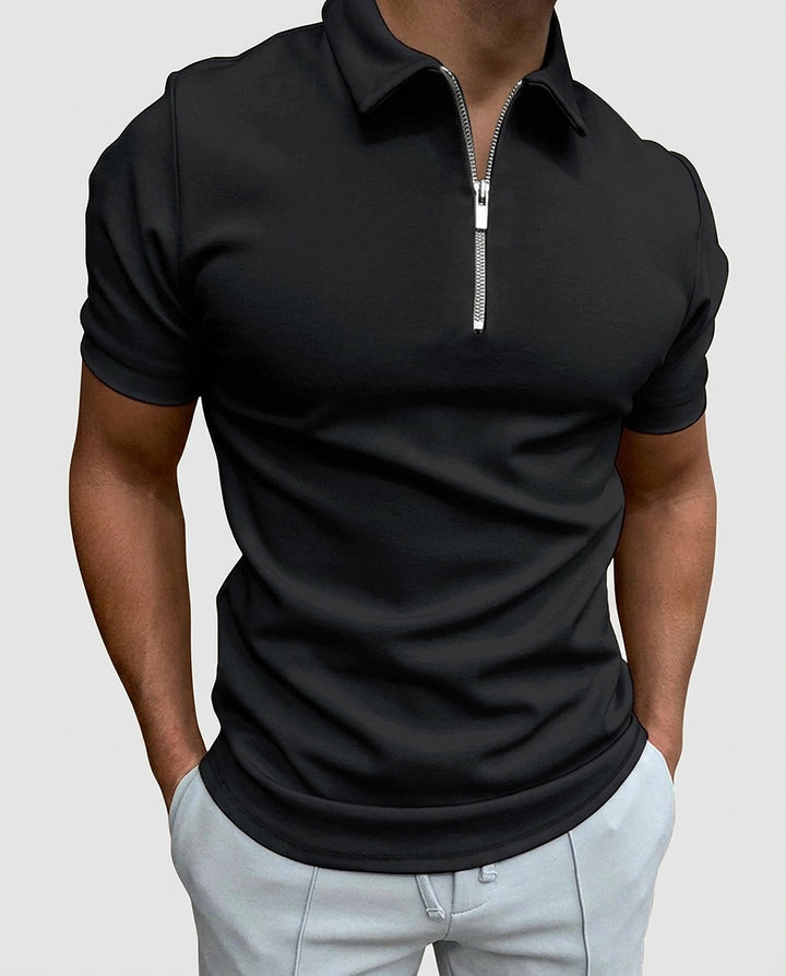 Men's Short-Sleeve Quarter-Zip Polo Shirt - Front [Lystr 6a99694bab5f8d91f4cef700:front]
