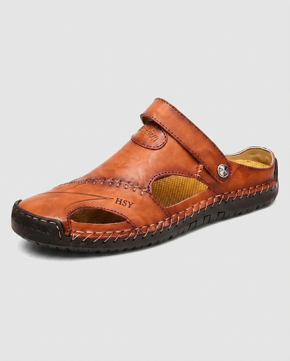 Men’s Closed-Toe Leather Sandals - Front [Lystr 6a99695fab5f8d91f4cef709:front]