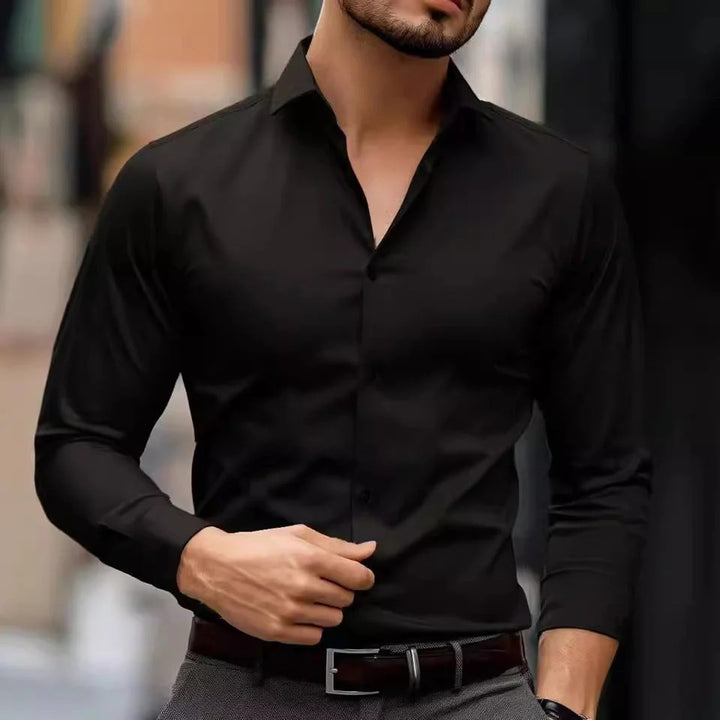 Men’s Slim-Fit Long-Sleeve Shirt with Collar