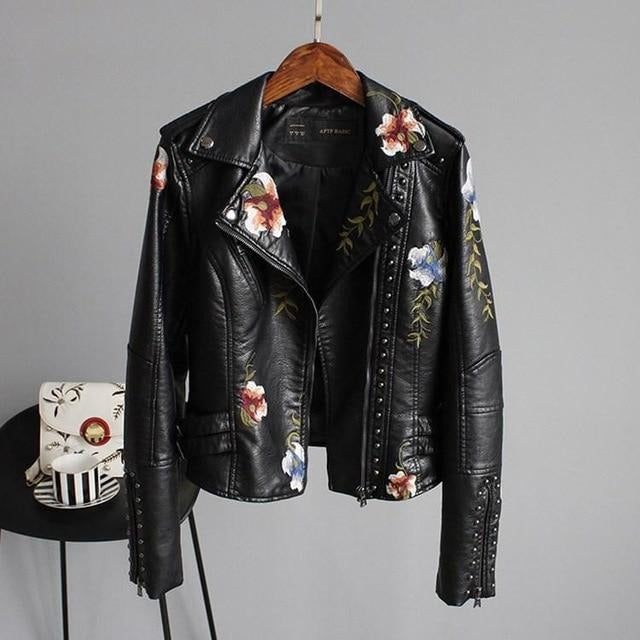 Women’s Studded Jacket with Floral Embroidery