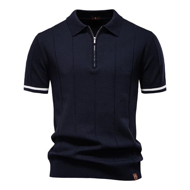 Men's Quarter-Zip Ribbed Polo Shirt
