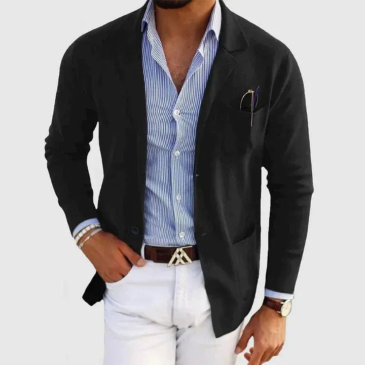 Men’s Notched Lapel Blazer with Patch Pockets