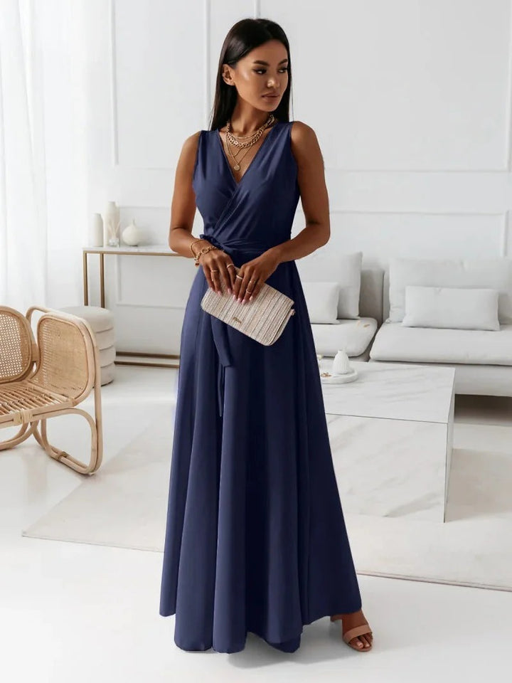 Women’s Sleeveless Wrap-Style Maxi Dress