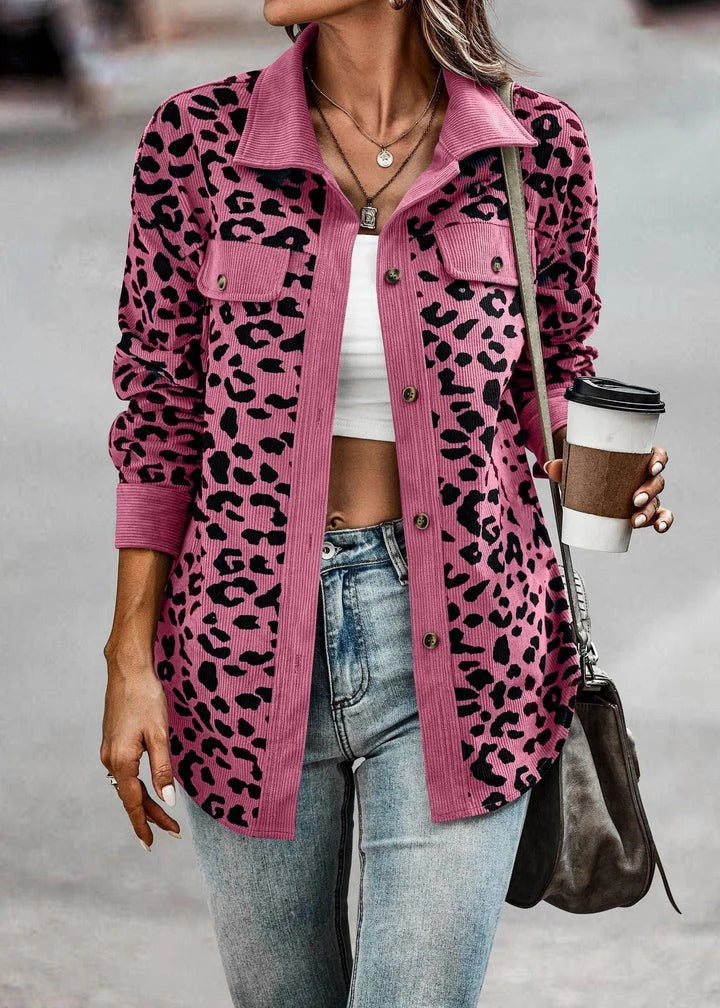Women's Leopard Print Button-Front Jacket