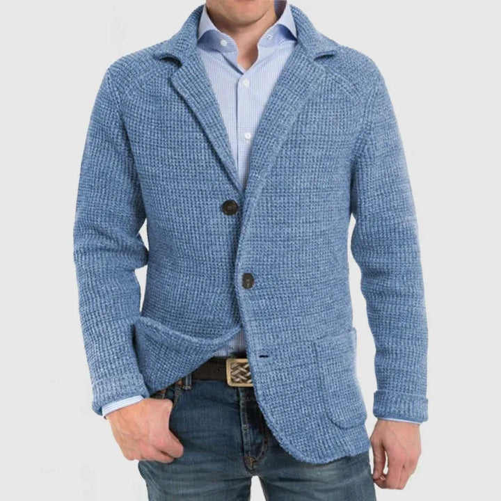 Men’s Textured Knit Cardigan with Patch Pockets