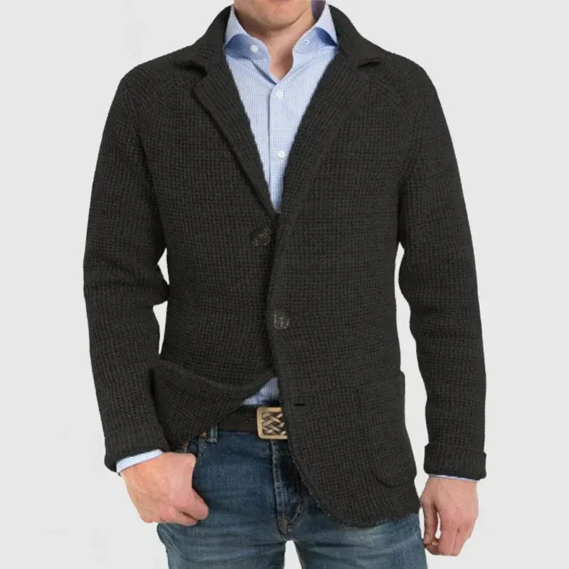 Men’s Textured Knit Cardigan with Patch Pockets