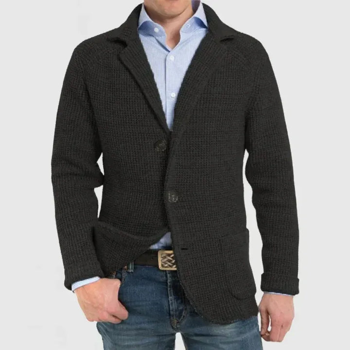 Men’s Textured Knit Cardigan with Patch Pockets