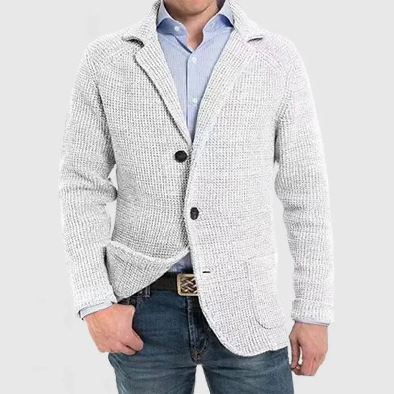Men’s Textured Knit Cardigan with Patch Pockets