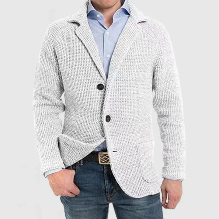 Men’s Textured Knit Cardigan with Patch Pockets