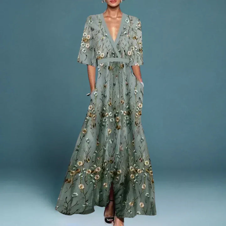 Women's Maxi Dress with Wrap-Style Bodice