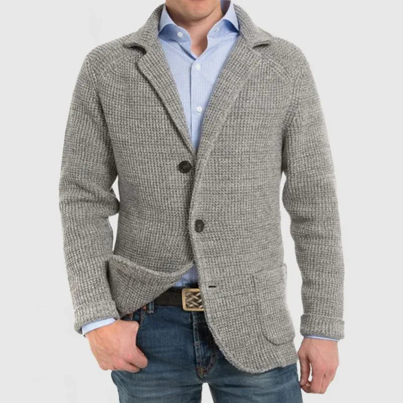 Men’s Textured Knit Cardigan with Patch Pockets