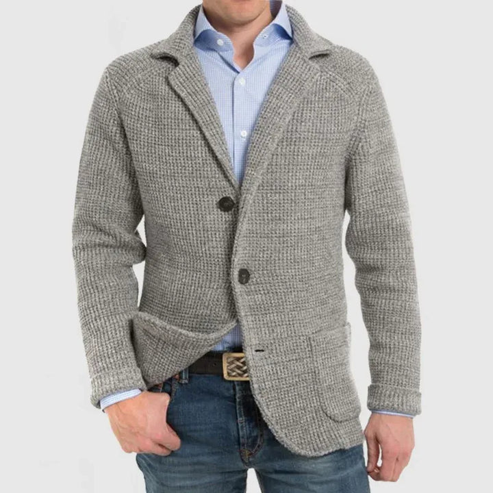 Men’s Textured Knit Cardigan with Patch Pockets