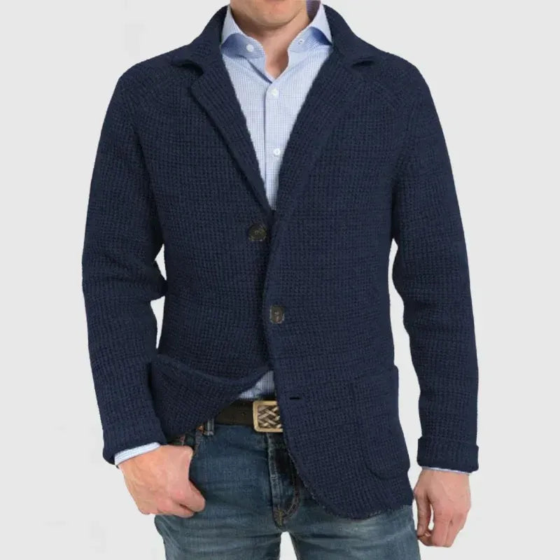 Men’s Textured Knit Cardigan with Patch Pockets