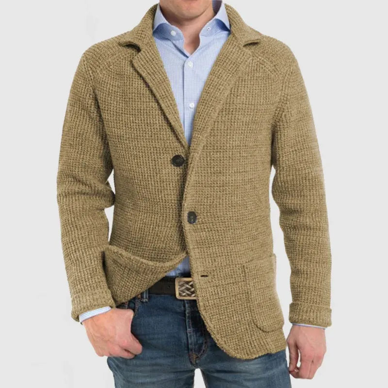 Men’s Textured Knit Cardigan with Patch Pockets