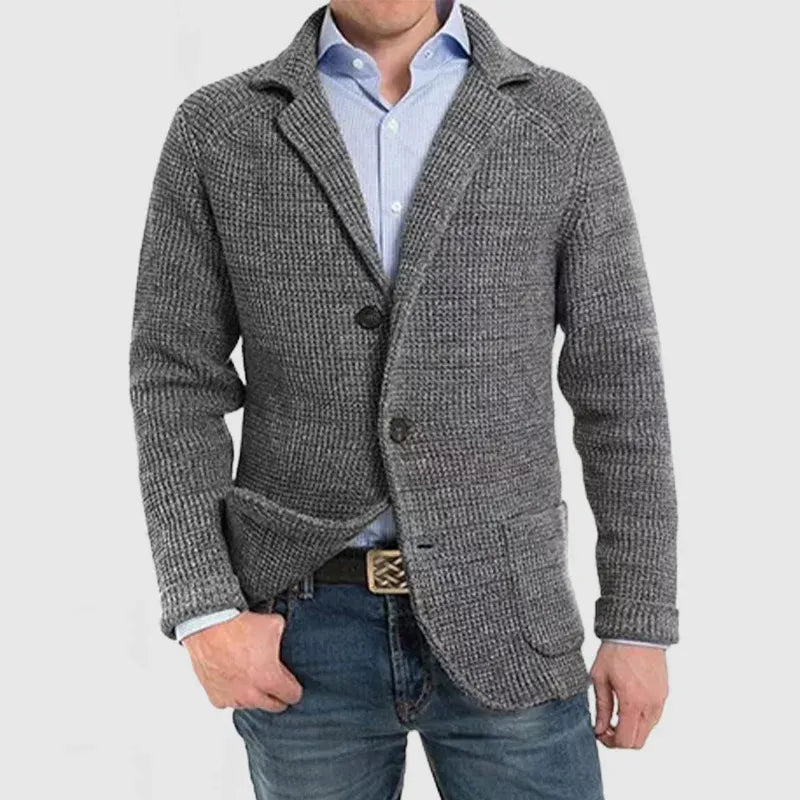 Men’s Textured Knit Cardigan with Patch Pockets