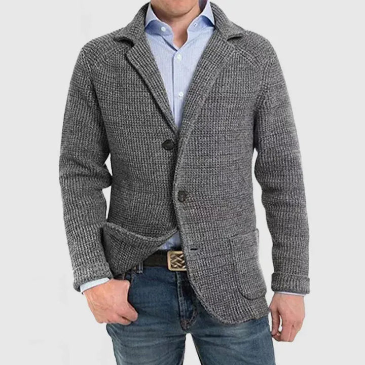 Men’s Textured Knit Cardigan with Patch Pockets