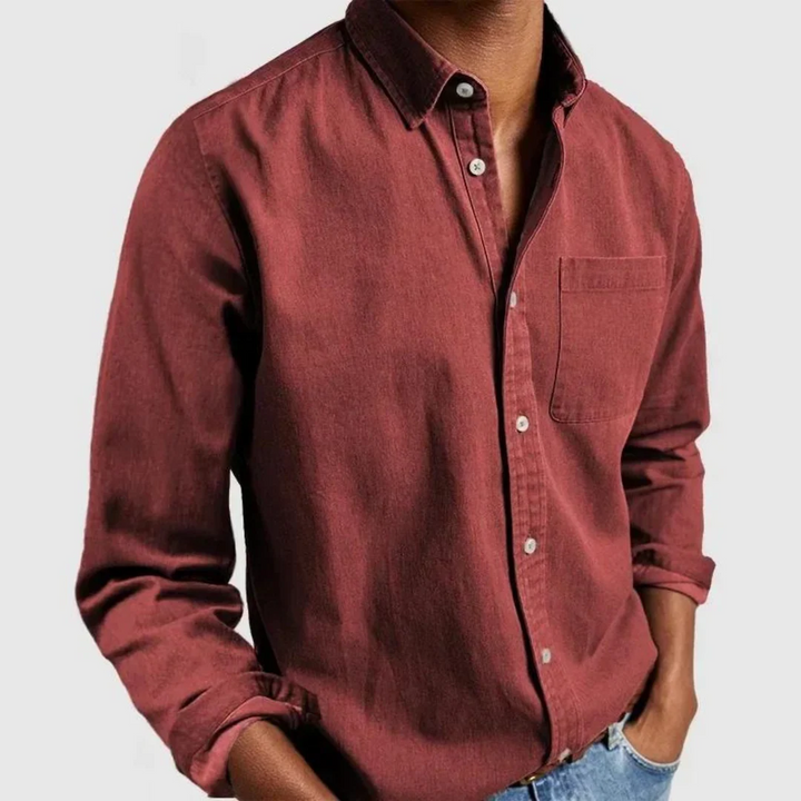 Men’s Long-Sleeve Button-Down Shirt with Chest Pocket