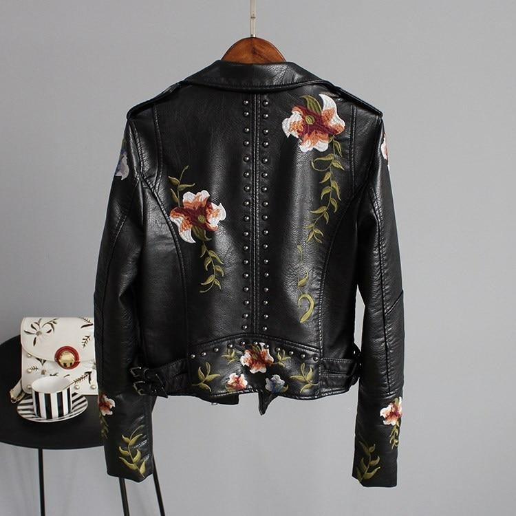Women’s Studded Jacket with Floral Embroidery