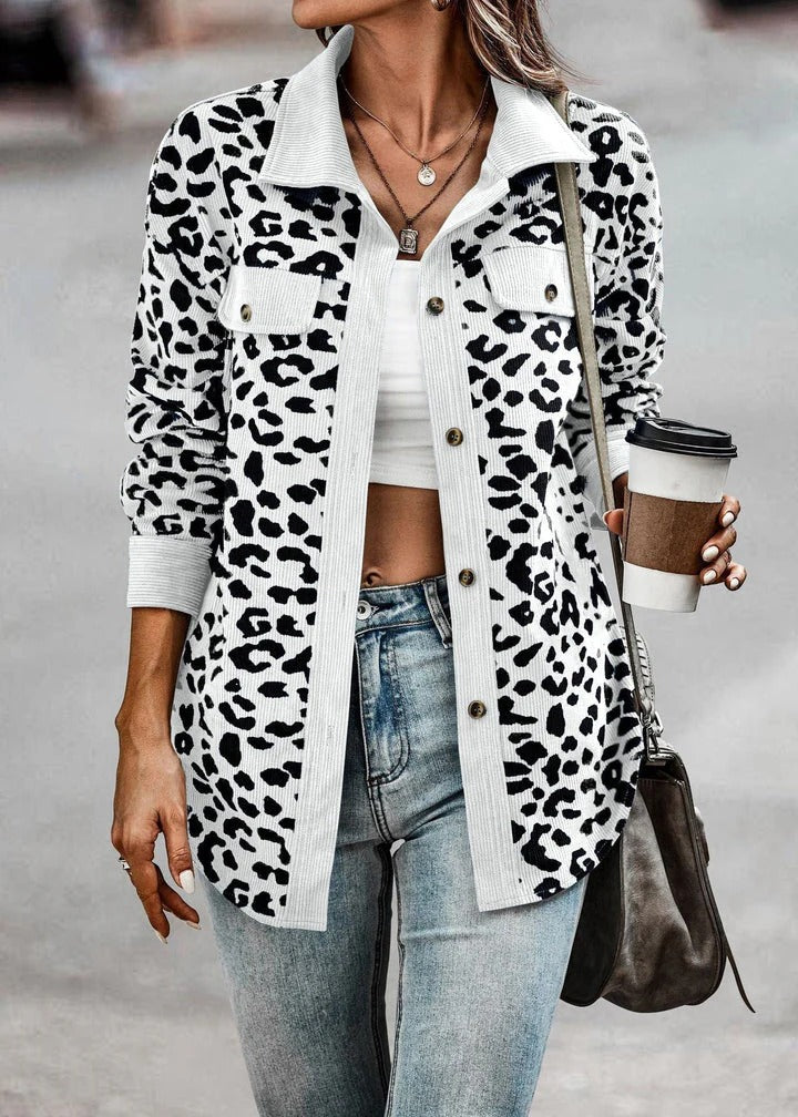 Women's Leopard Print Button-Front Jacket