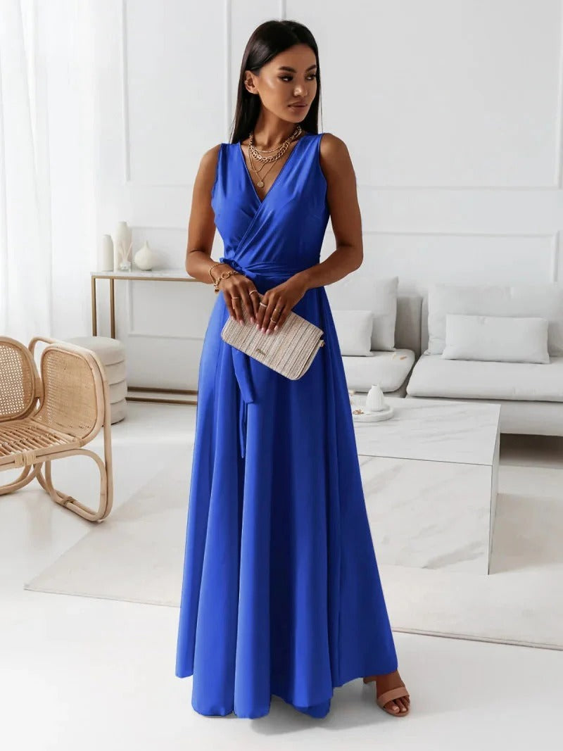 Women’s Sleeveless Wrap-Style Maxi Dress