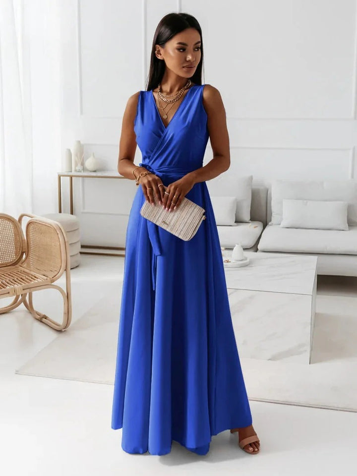 Women’s Sleeveless Wrap-Style Maxi Dress