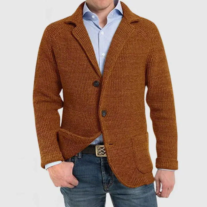 Men’s Textured Knit Cardigan with Patch Pockets