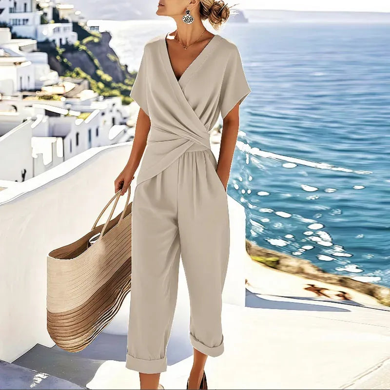 Women’s Wrap Top and Wide-Leg Trousers