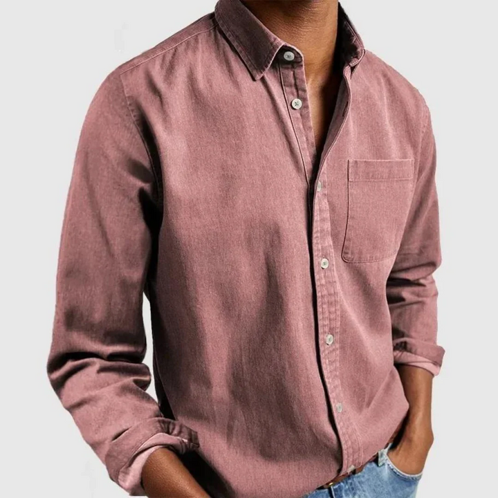 Men’s Long-Sleeve Button-Down Shirt with Chest Pocket