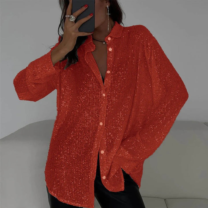 Women's Sequin Embellished Button-Down Shirt