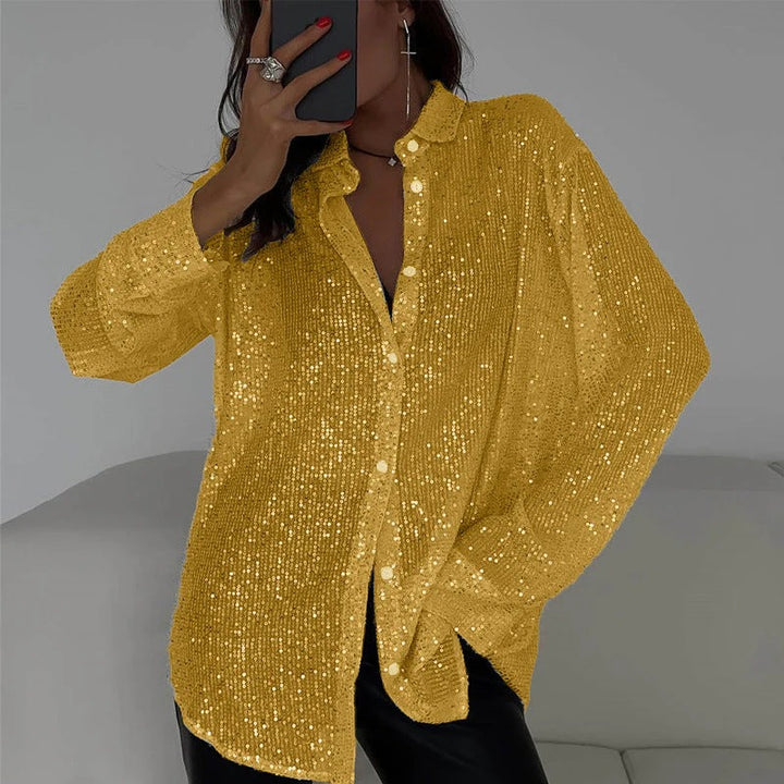 Women's Sequin Embellished Button-Down Shirt