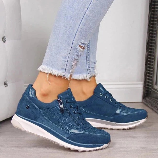 Women’s Wedge Platform Sneakers with Side Zipper