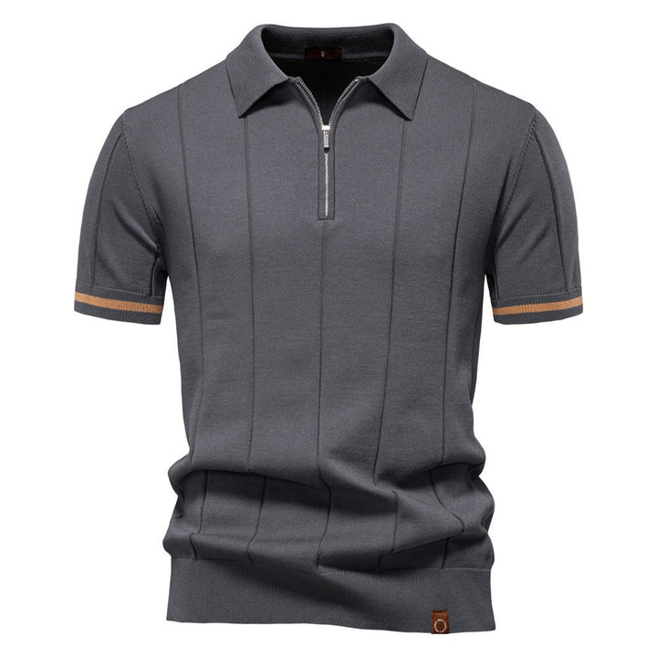 Men's Quarter-Zip Ribbed Polo Shirt
