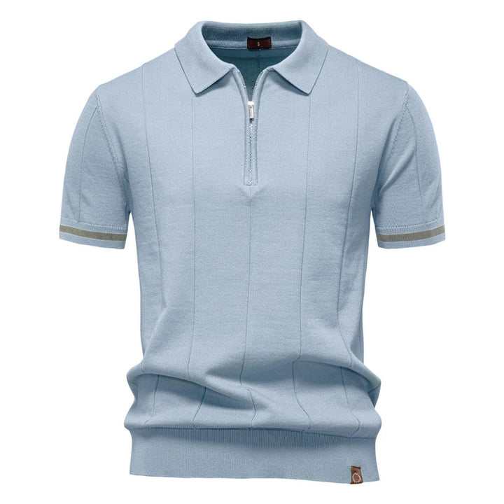 Men's Quarter-Zip Ribbed Polo Shirt
