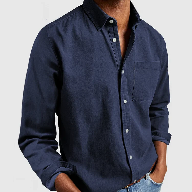 Men’s Long-Sleeve Button-Down Shirt with Chest Pocket